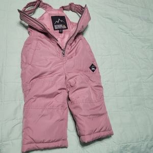 Pink Puffer Snow Pant Snowbib Snowsuit Insulated Overalls, 12m
